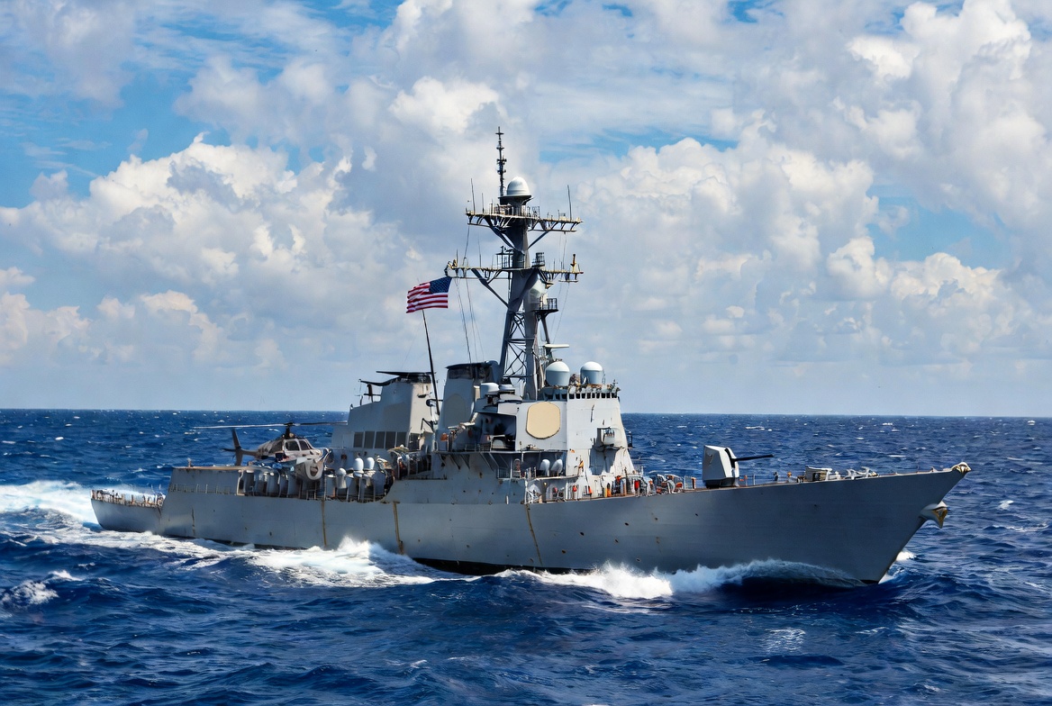US Navy Arleigh Burke-class destroyer in the Arabian Sea during 5th Fleet operations