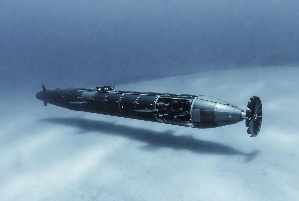 Chinese AJX-002 XLUUV submarine drone on the ocean floor