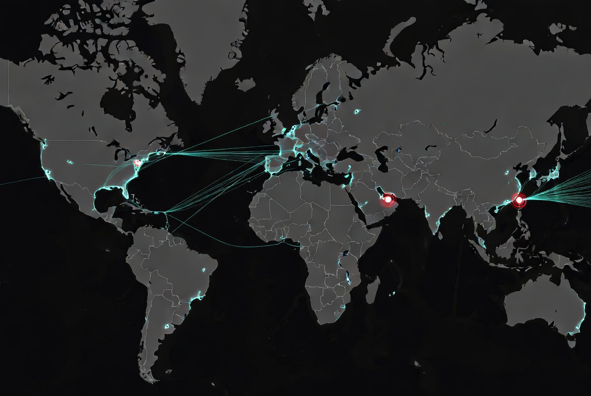 World submarine cable map with critical chokepoint vulnerabilities marked